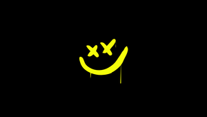 Drippy smiley, Black background, Simple, 4K wallpaper