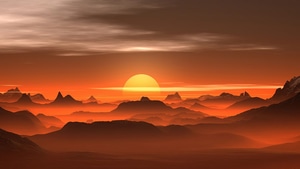 Sunset, Desert, Artist, Artwork, Digital Art, 4K wallpaper
