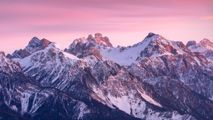 Dolomites, Italy, Pink sky, Sunrise, Dawn, 4K wallpaper