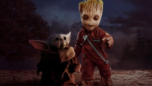 Baby Yoda, Baby Groot, Superheroes, Behance, 4K wallpaper