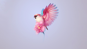 Bohemian waxwing, Aesthetic, Pink flower, Girly, Huawei Mate X3, Stock, 4K wallpaper