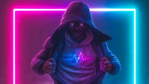 Hoodie, Artist, Artwork, Digital Art, Neon, Music, 4K wallpaper