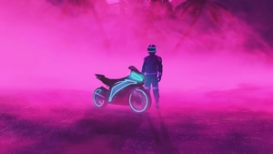 Neon, Biker, Artist, Artwork, Digital Art, Pink, 4K wallpaper