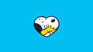 Snoopy, Woodstock, Love heart, Blue background, Simple, 4K wallpaper