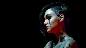 Judy Alvarez, AMOLED, Cyberpunk 2077, Black background, 4K wallpaper