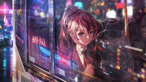 Anime Girl, Anime, Artist, Artwork, Digital Art, Rain, 4K wallpaper
