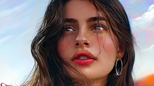 Beautiful woman, Portrait, Digital paint, 4K wallpaper