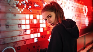 Girls, Model, Neon, 4K wallpaper