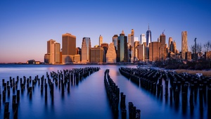 New York City, Brooklyn, Manhattan, Skyscrapers, Urban, Sunrise, Morning, Cityscape, 4K wallpaper