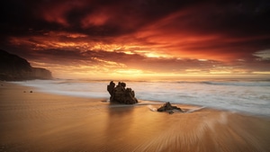 Waves, Beach, Long Exposure, Nature, 4K wallpaper