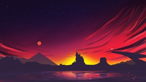 Artist, Artwork, Digital Art, Sunset, Minimalism, Minimalist, Artstation, 4K wallpaper