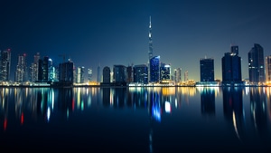 Dubai, Skyscraper, World, Night, 4K wallpaper