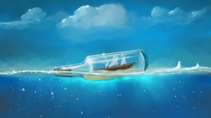 Boat, Bottle, Artist, Artwork, Digital Art, Deviantart, 4K wallpaper