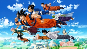 Dragon Ball Super, Classic, Flying together, Character poster, Goku, Vegeta, Gohan, Piccolo, Trunks, 4K wallpaper