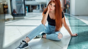 Red Head, Girls, Model, 4K wallpaper