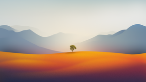 Lone tree, Landscape, AI art, Mountains, 4K wallpaper
