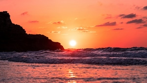 Waves, Ocean, Sunset, Nature, Evening, 4K wallpaper