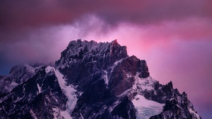 Mountain, Pink sky, Twilight, Chile, 4K wallpaper