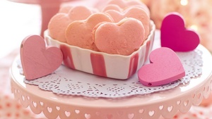 Love hearts, Pink hearts, Cookies, Bokeh, 4K wallpaper