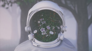 Astronaut, Flowers, Photography, Manipulation, Artstation, 4K wallpaper