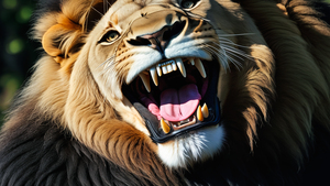 Lion, AI art, Roaring, Closeup, 4K wallpaper