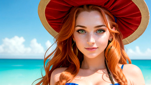 Fantasy girl, AI art, Beautiful girl, Beach, 4K wallpaper