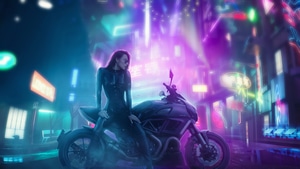 Biker, Cyberpunk, Artist, Ducati, Artstation, 4K wallpaper