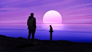 Synthwave, Retrowave, Artist, Artwork, Digital Art, Alone, Cat, Artstation, 4K wallpaper