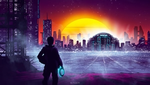 Retrowave, Synthwave, Artist, Artwork, Digital Art, Artstation, 4K wallpaper