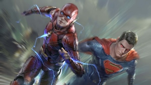 Flash, Superman, Superheroes, Artwork, 4K wallpaper