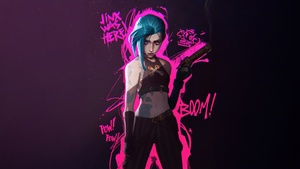 Jinx, Pink aesthetic, Arcane: League of Legends, 4K wallpaper