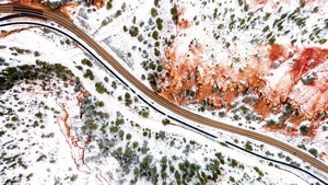 Aerial, Road, Photography, Winter, 4K wallpaper