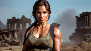 Lara Croft, Apocalypse, AI art, 4K wallpaper