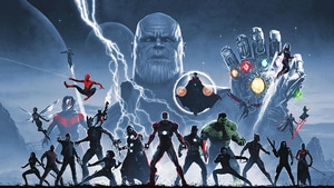 Avengers, Artwork, Superheroes, Iron Man, Thor, Thanos, War Machine, Captain America, Spiderman, Hulk, Captain Marvel, 4K wallpaper
