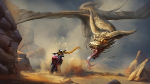 Dragon, Biker, Artist, Artwork, Digital Art, Artstation, 4K wallpaper