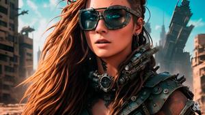 Warrior, Apocalyptic, Woman, Futuristic, AI art, 4K wallpaper