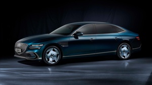 Genesis Electrified G80, Luxury electric cars, Electric Sedan, Dark background, 4K wallpaper