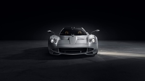 Pagani Huayra Codalunga, 2023, Sports cars, Italian, Dark background, Monochrome, Black and White, 4K wallpaper