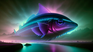 Fish, Surreal, Colorful, AI art, 4K wallpaper