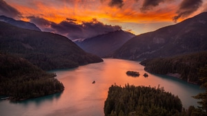 Lake, Sunset, Nature, 4K wallpaper