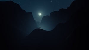 Moon, Mountains, Night, Wolf, Silhouette, Moonlight, 4K wallpaper