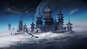 Temple, Dragon, Artist, Artwork, Digital Art, 4K wallpaper