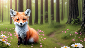 Cute fox, AI art, Surreal, Forest, 4K wallpaper