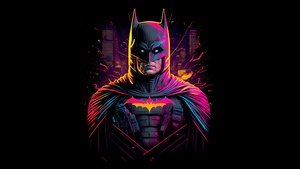 Batman, Neon art, Dark background, 4K wallpaper