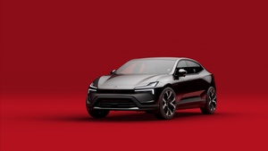 Polestar 4, Electric SUV, Red background, 2023, 4K wallpaper