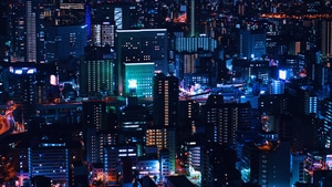 Neon, City, Buildings, Lights, Photography, 4K wallpaper
