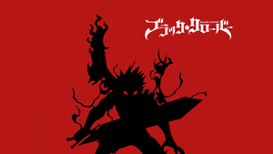Black Clover, Silhouette, Red background, 4K wallpaper