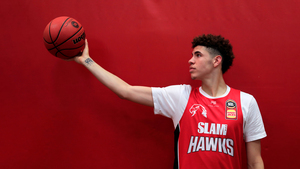 LaMelo Ball, Basketball player, NBA, Red background, 4K wallpaper