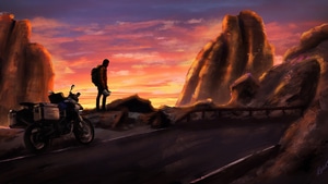 Biker, Artist, Road, Artwork, Digital Art, Deviantart, 4K wallpaper