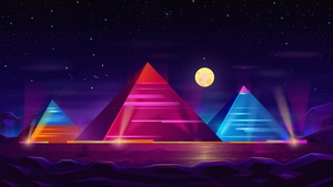 Pyramid, Artist, Artwork, Digital Art, Neon, 4K wallpaper